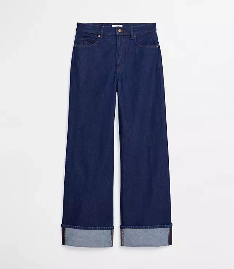 Rivete Cuffed High Rise Wide Leg Jeans Nova Wash