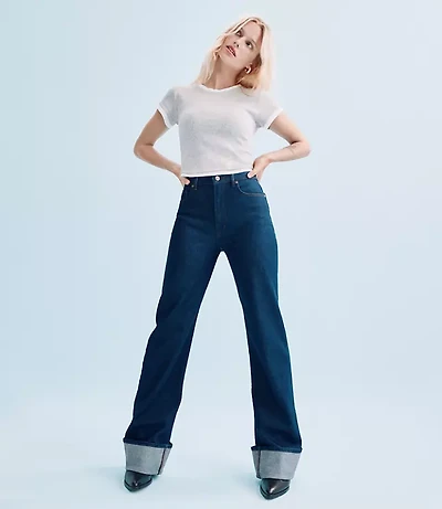 Rivete Cuffed High Rise Wide Leg Jeans Nova Wash