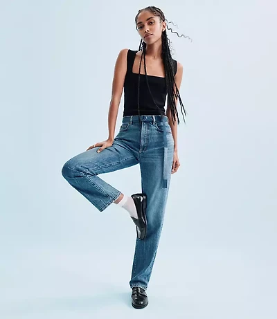 Rivete High Rise Straight Jeans Echo
