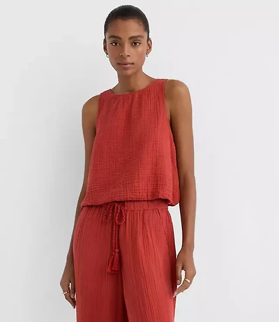 Petite LOFT Beach Triple Cloth Bubble Tank Top