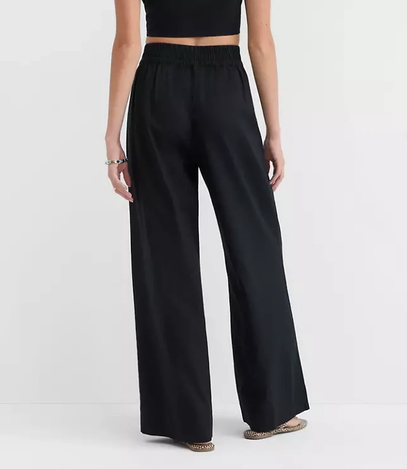Petite LOFT Beach Linen Cotton Wide Leg Pants