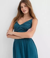 Petite LOFT Beach Triple Cloth Mixed Media Maxi Pocket Dress