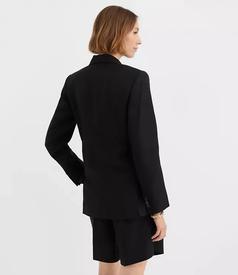 Petite Linen Blend Tie Waist Modern Blazer