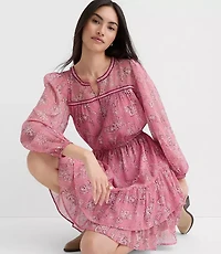 Petite Paisley Ruffle Mini Dress