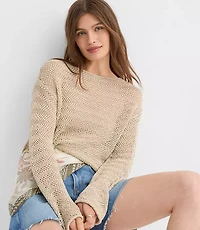 Shimmer Open Stitch Boatneck Sweater