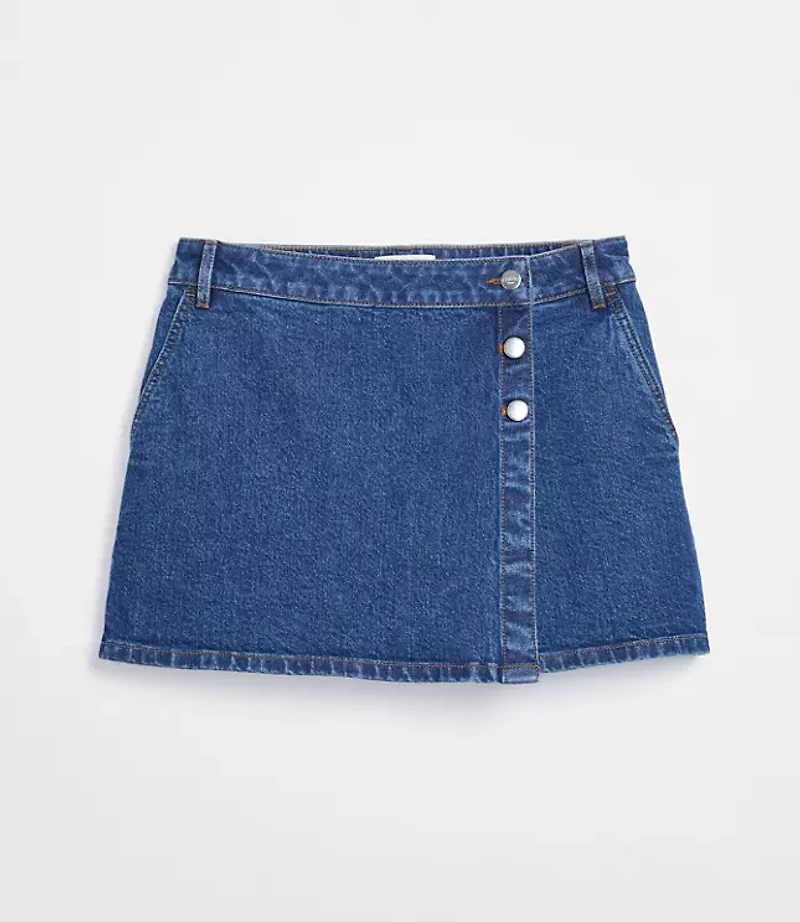 Tall Denim Wrap Skort Medium Stone Wash