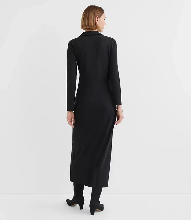 Petite Button Twist Midi Dress