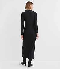 Petite Button Twist Midi Dress