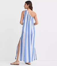 Petite LOFT Beach Striped One Shoulder Swimsuit Coverup
