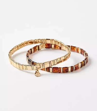 Tortoiseshell Print Chicklet Bracelet Set
