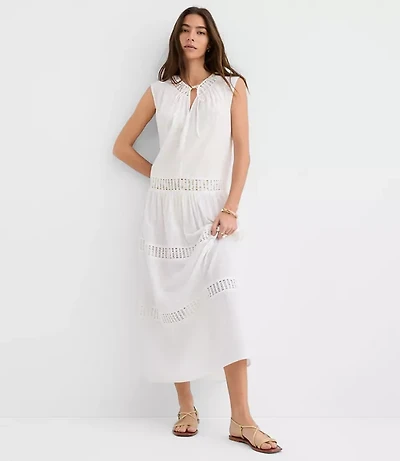 Petite LOFT Beach Crochet Trim Maxi Dress