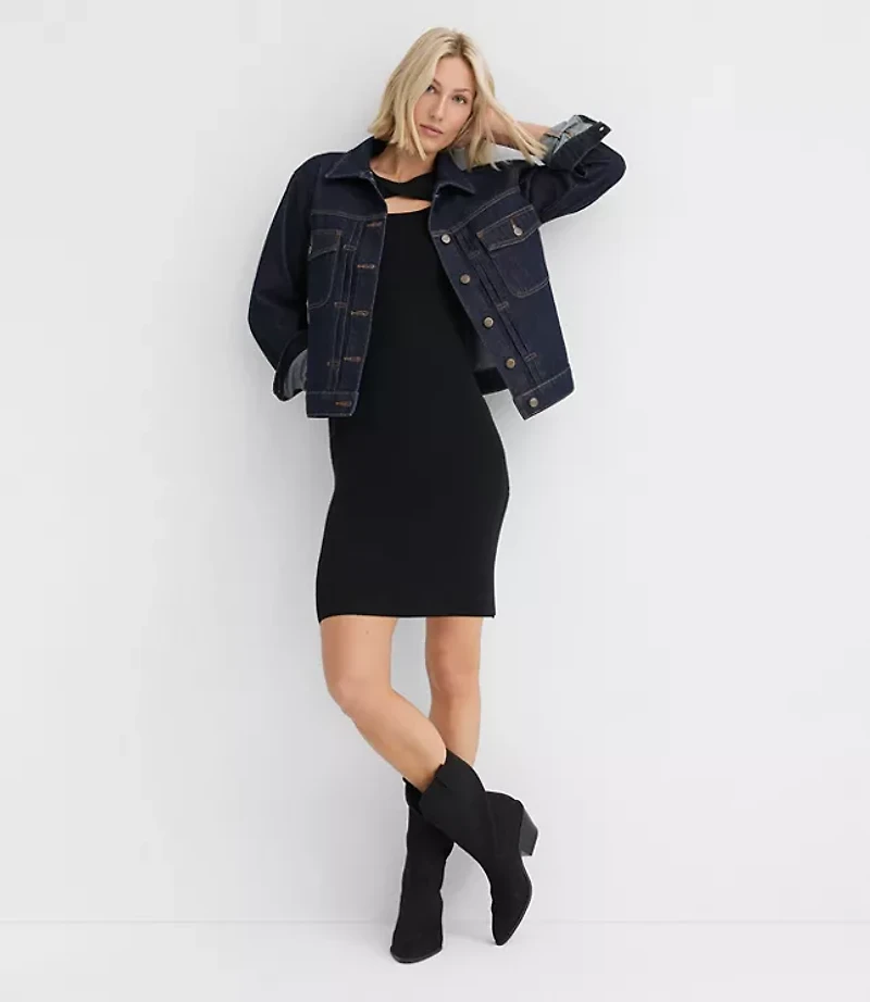 Petite Cutout Mini Sweater Dress
