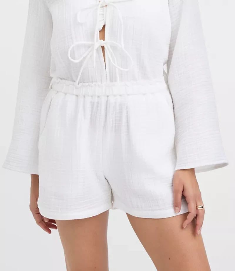 LOFT Beach Ruffle Triple Cloth Shorts