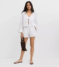 LOFT Beach Ruffle Triple Cloth Shorts