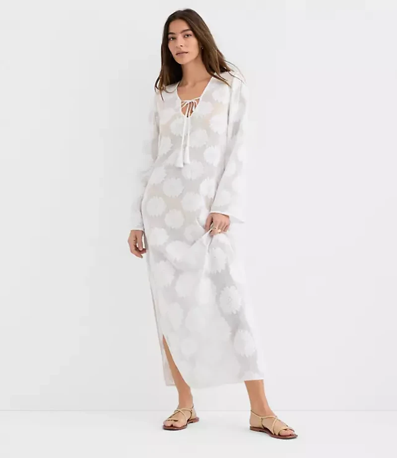 Petite LOFT Beach Daisy Mesh Jacquard Maxi Dress