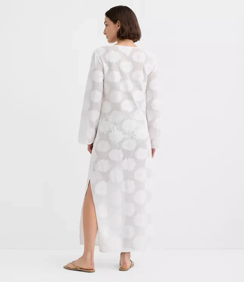 Petite LOFT Beach Daisy Mesh Jacquard Maxi Dress