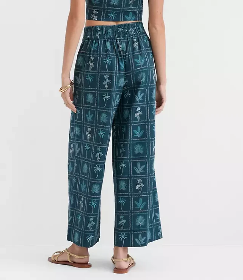 Petite LOFT Beach Palm Linen Cotton Wide Leg Pants