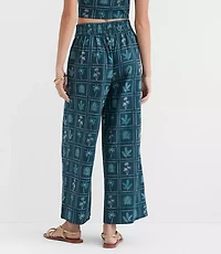 Petite LOFT Beach Palm Linen Cotton Wide Leg Pants