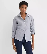Petite Striped Cutout Tie Back Poplin Shirt