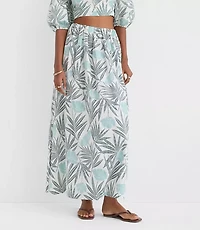 Petite LOFT Beach Palm Poplin Maxi Pocket Skirt