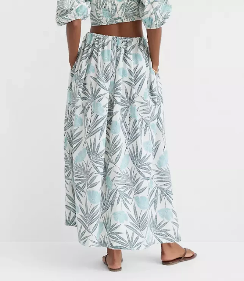 Petite LOFT Beach Palm Poplin Maxi Pocket Skirt