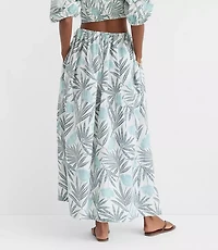 Petite LOFT Beach Palm Poplin Maxi Pocket Skirt
