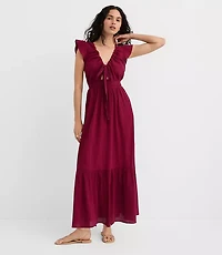 Petite LOFT Beach Bow Cutout Maxi Pocket Dress