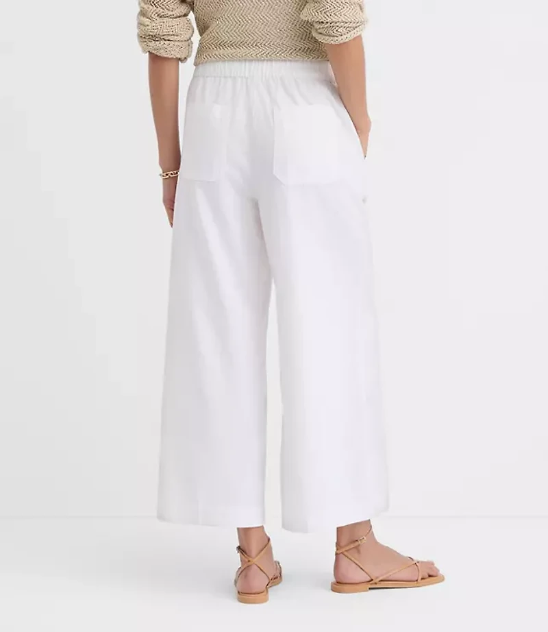 Breezy Wide Leg Crop Pants Linen Cotton