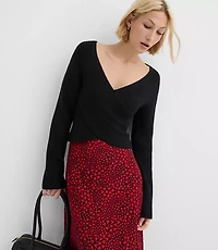 Petite Ribbed Crossover Sweater