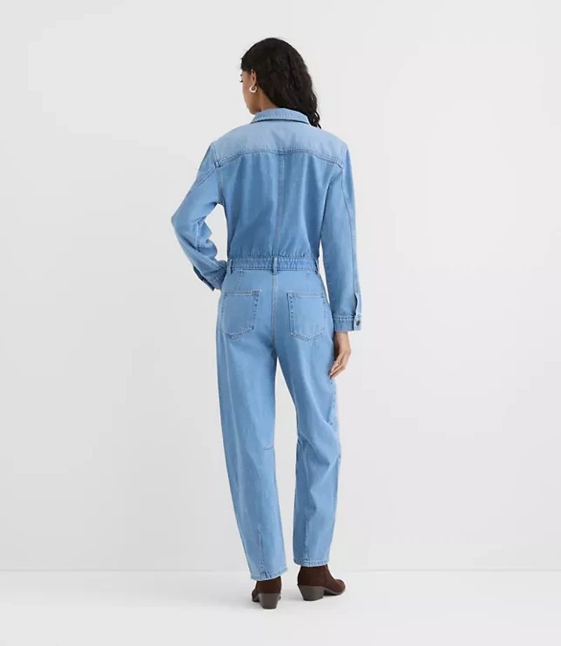 Rivete Petite Denim Jumpsuit Light Wash