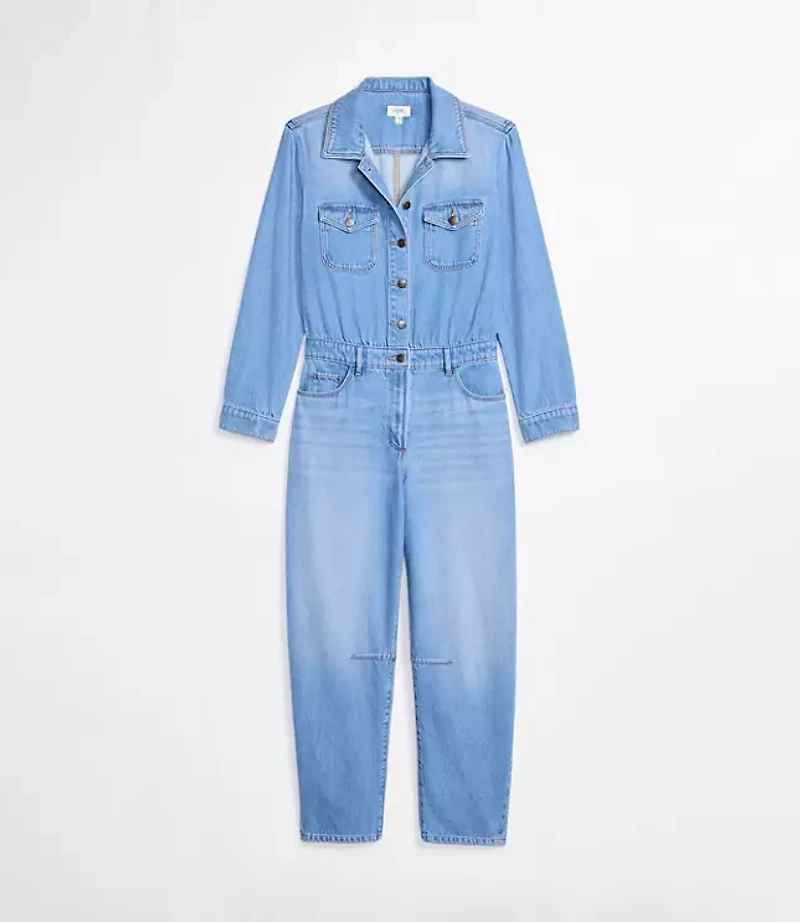 Rivete Petite Denim Jumpsuit Light Wash
