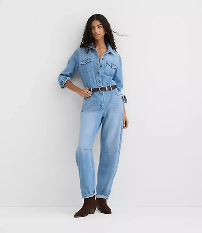 Rivete Petite Denim Jumpsuit Light Wash