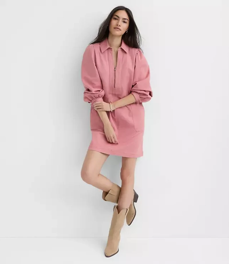 Petite Seamed Zip Mini Pocket Dress