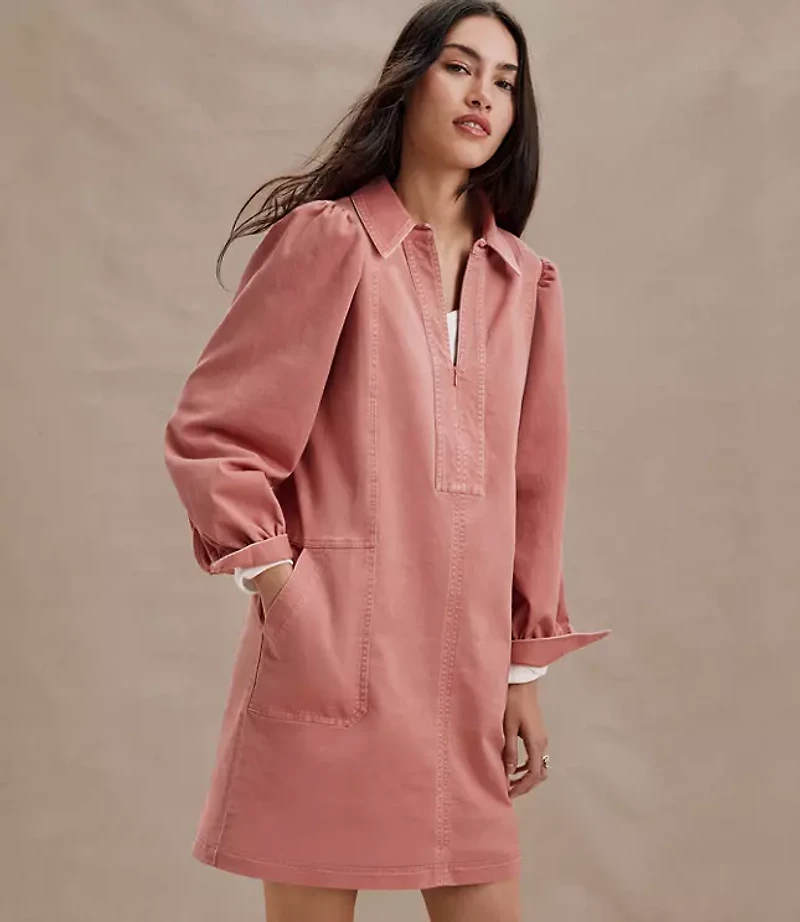 Petite Seamed Zip Mini Pocket Dress