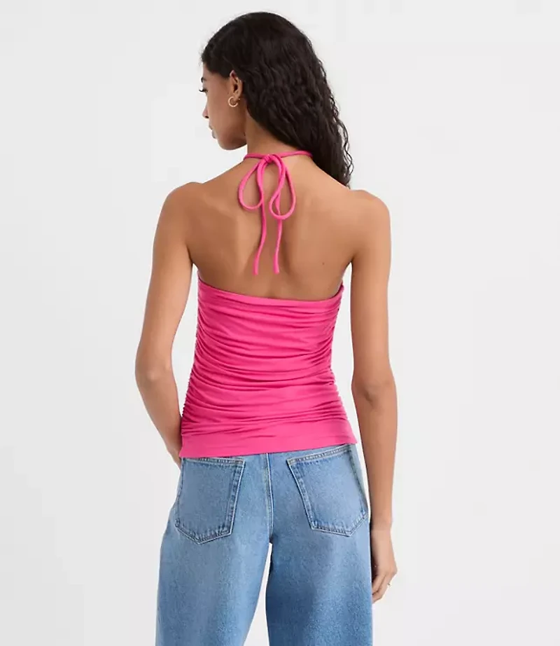 Beaded Ruched Halter Top