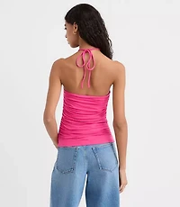 Beaded Ruched Halter Top