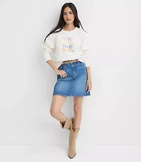 Petite Floral Embroidered Shirred Shoulder Sweatshirt