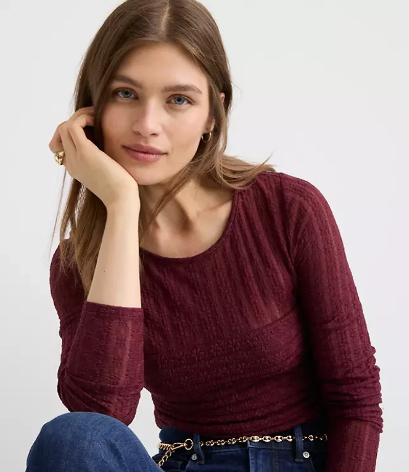 Petite Lace Ruched Bodice Top