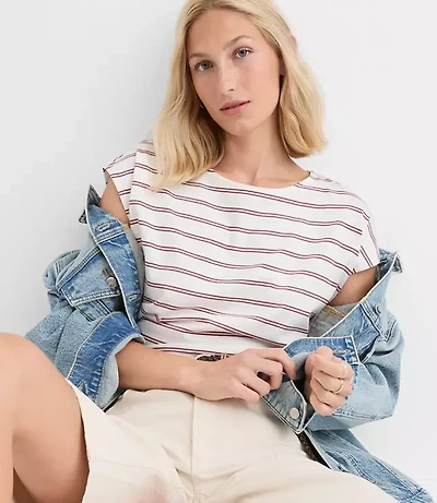 Petite Striped Modern Wedge Tee
