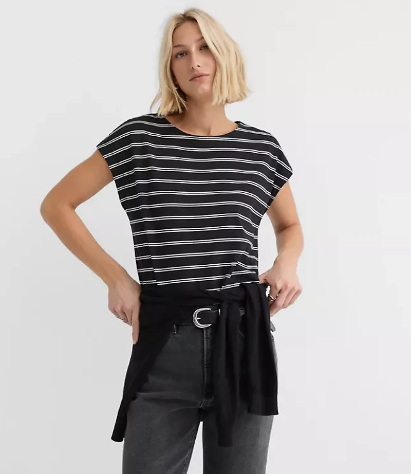 Petite Striped Modern Wedge Tee