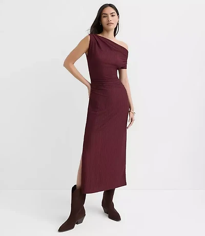 Tall Asymmetrical Ruched Midi Dress