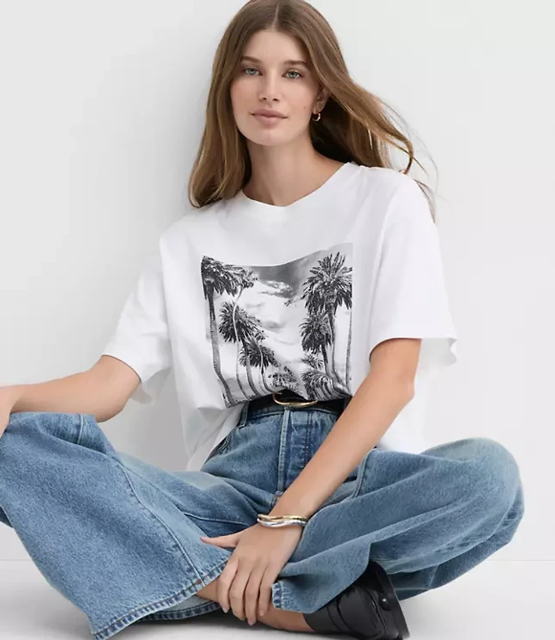 Petite Palm Tree Everyday Crew Tee