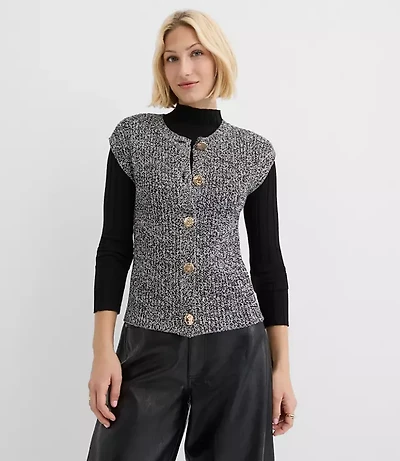 Hammered Metallic Button Sweater Vest