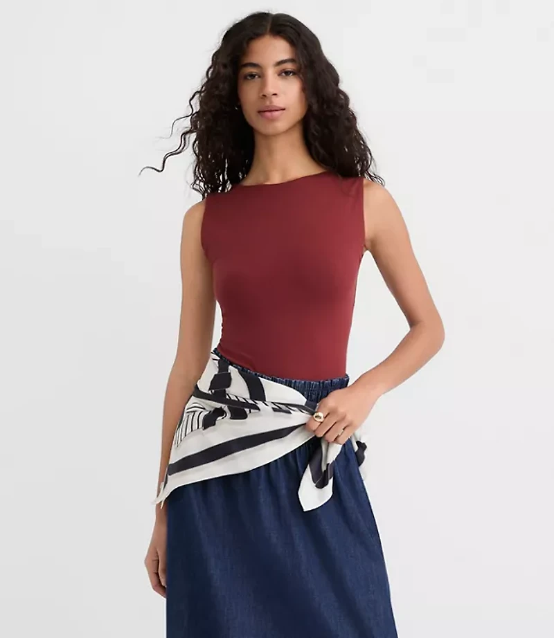 Scoop Back Boatneck Tank Top