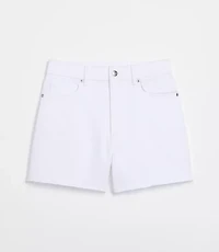 Rivete Petite High Rise Cut Off Denim Shorts White