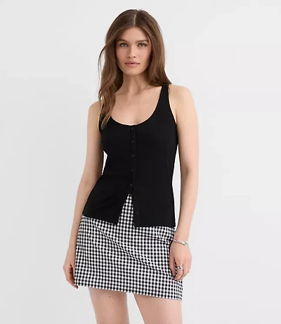 Scalloped Pointelle Button Tank Top