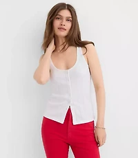 Scalloped Pointelle Button Tank Top