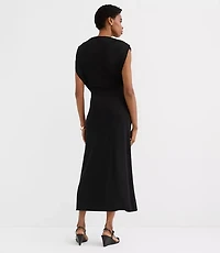 Petite Metallic Ring Wrap Midi Dress