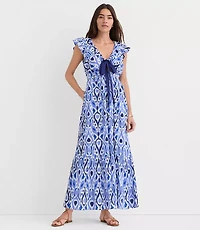 LOFT Beach Ikat Bow Cutout Maxi Pocket Dress