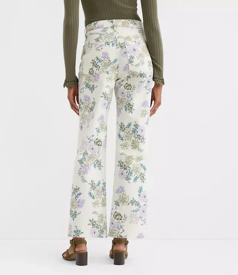 Curvy High Rise Straight Jeans Floral